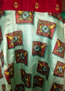 beautiful long flared kurta and dupatta,full lengt