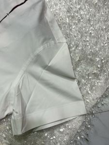 Men's White Short Sleeve Shirt self designed stitc
