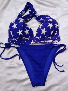 Star Print Blue Bikini Set