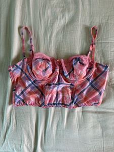 Pink Plaid Corset Bra Top