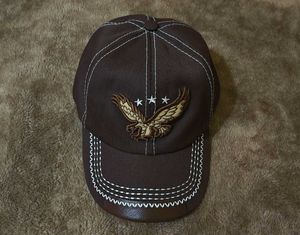 Brown Baseball Cap with Eagle Emblem