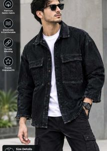 Oversized Black Denim Shirt Jacket