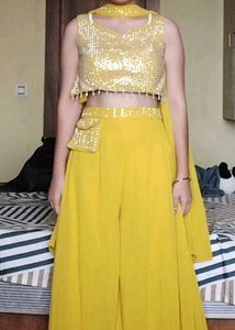 Beautiful Yellow Sequin Sharara Set