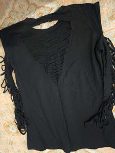 Black Cut-Out Sleeve T-Shirt