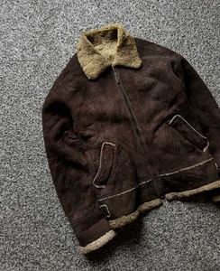 Vintage Look Suede &amp; Sherpa Jacket