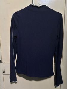 SHEIN Navy Blue Ribbed Long Sleeve Top 👚✨