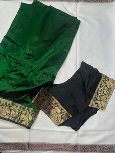 Elegant Green Saree with Gold Border