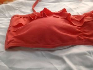 Coral Ruffled Bikini Top