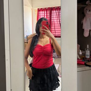 Red Ruched Cami Top