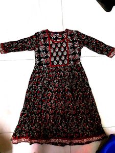 Designer Black Floral Print Kurta