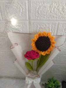Crochet Sunflower &amp; Rose Bouquet