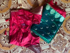 Vibrant Red green festival, beautiful saree
