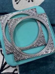 Oxidized Silver Square Shape Bangle Set