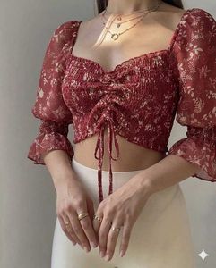 Boho Floral Smocked Crop Top