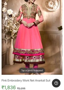 Stunning Pink Embroidered Anarkali Suit only kurta