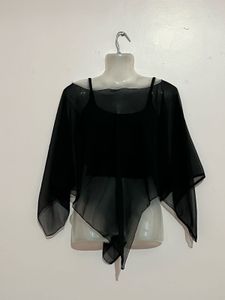 y2k sheer black cape top