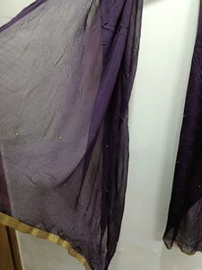 Purple &amp; Gold Embellished Dupatta