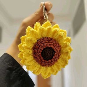 Handmade Crochet Sunflower Keychain