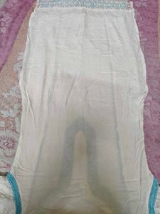White Kurta with Blue Embroidery