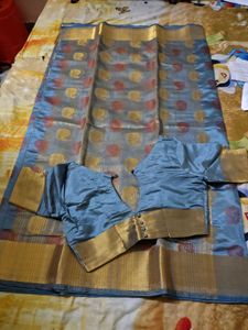 Elegant Blue Banarasi Silk Saree