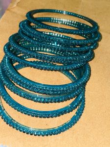 blue velvetBangles with Rhinestones.set of 12
