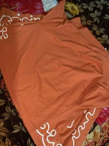 Orange Tropical Print Button-Up Shirt