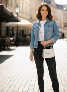 Lympk White Bamboo Handle Bag