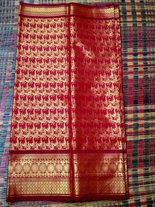 Elegant DarkRed/Maroon shade &amp; Gold Silk Saree