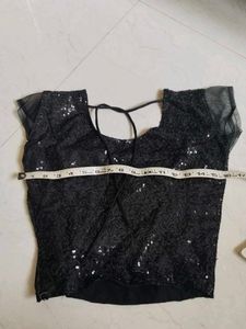 Sparkling Black Sequined Blouse