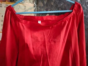 Aks Red Off Shoulder Kurta