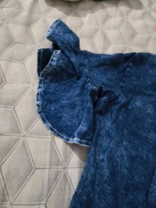 Denim Wash Ruffle Sleeve Dress