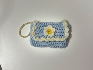 Handmade Crochet Daisy Pouch Bag set