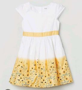 Cute Floral Girls Dress White And Yellow Combinati