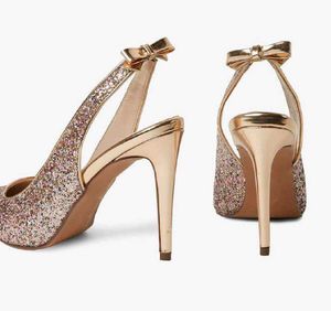 Dorothy Perkins Sparkly Gold Slingback Heels