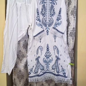 Elegant White & Blue Kurta Set