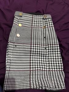 Houndstooth Double-Breasted Skirt