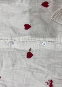 Chic White Heart Print Blouse