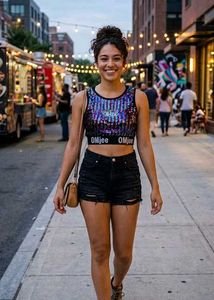 🇫🇷 France imported Sparkly Sequin Crop Top