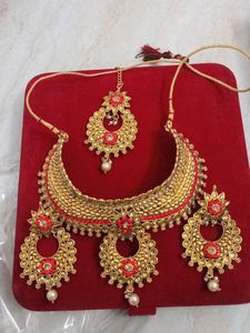 Exquisite Red &amp; Gold Necklace Set combo