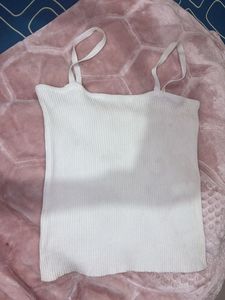 White Ribbed Knit Tank Top