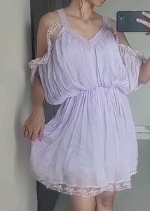 Lavender Lace Trim Fairycore Y2k Dress