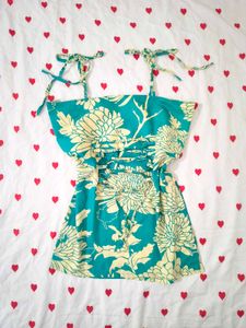 Teal Floral Strappy corset kurti 🫶🏻