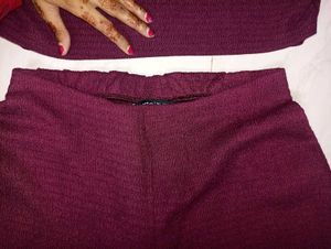 Maroon Co-ord Set - Top &amp; Wide Leg Pants
