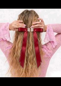 Viral Magnetic Red Ribbon Hair Clip
