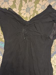 Chic Black Embellished Mini Dress