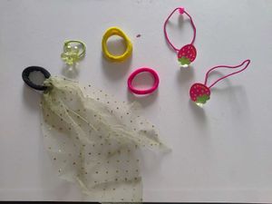 Set of 6 Satin Scrunchies &amp; Rubber