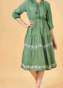 Stylish Fit and Flare Dress with Embroidery