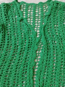 Green Crochet Cardigan