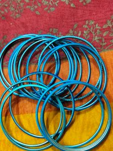 Blue Metal Bangle Set