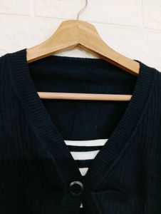 Black Cropped Cardigan &amp; Top Set